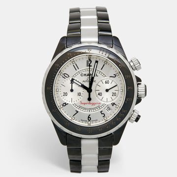 CHANEL Silver Ceramic Aluminium J12 Superleggera H1624 Automatic Men's Wristwatch 41 mm