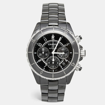 CHANEL Black Ceramic Stainless Steel J12 H0940 Men's Wristwatch 41 mm
