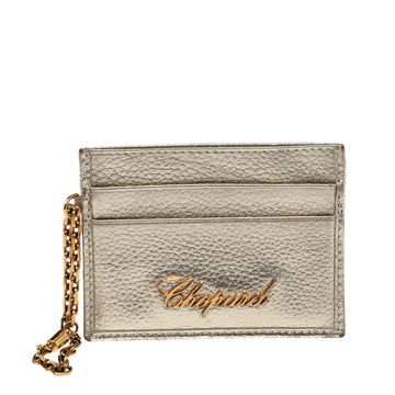 Chopard Gold Leather Happy Card Holder with Chain