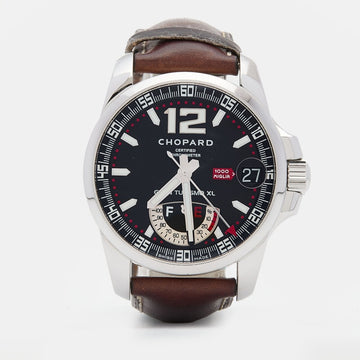Chopard Black Stainless Steel Leather Mille Miglia GT XL 8997 Men's Wristwatch 44 mm