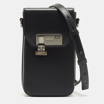 DIOR Black Leather Vertical Pouch Bag