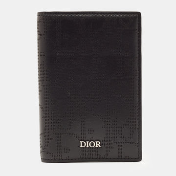 DIOR Black Oblique Galaxy Leather Bifold Card Holder