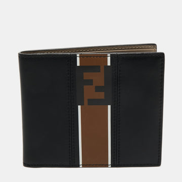 Fendi Black/Brown Zucca Leather Bifold Compact Wallet