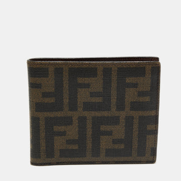 Fendi Tobacco Zucca Coated Canvas Bifold Compact Wallet