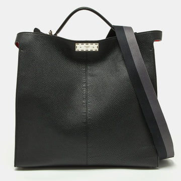 FENDI Black Leather Regular Peekaboo X Lite Top Handle Bag