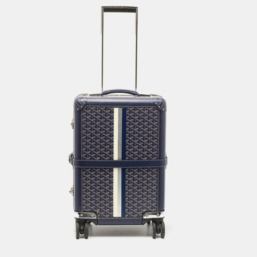 GOYARD Blue ine Coated Canvas Striped and Leather Bourget PM Trolley