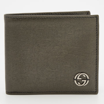 Gucci Olive Green Leather Interlocking G Bifold wallet