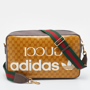 Adidas X Gucci Brown/Beige GG Crystal Canvas And Leather Medium Shoulder Bag