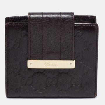 Gucci Dark Brown Guccissima Leather French Wallet