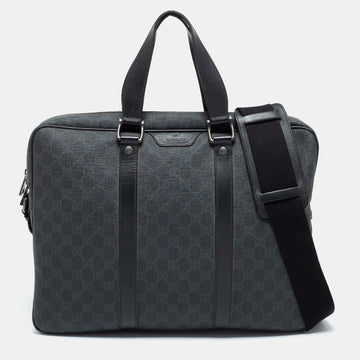 Gucci Black/Grey Guccissima Leather Laptop Bag