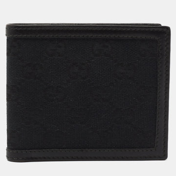 Gucci Black GG Canvas and Leather Bifold Wallet