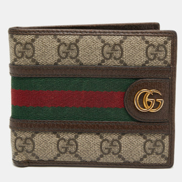 Gucci Beige GG Supreme Canvas and Leather Ophidia Wallet