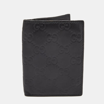 GUCCI Black ssima Leather Bifold Wallet