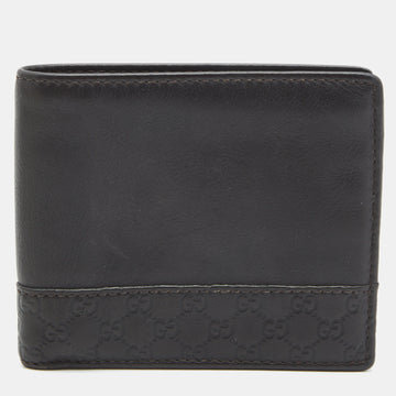 GUCCI Dark Brown ssima Leather Bifold Compact Wallet