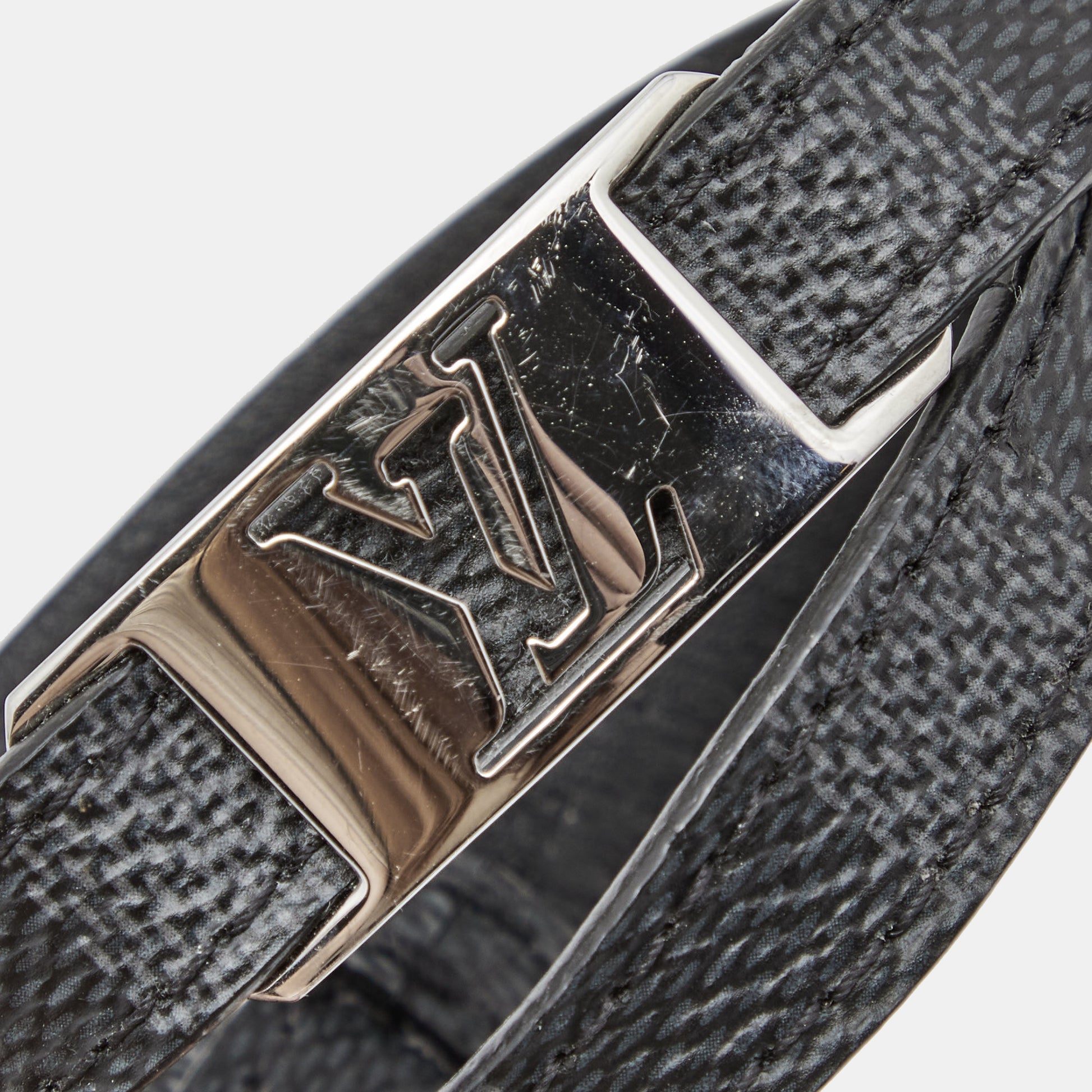 Louis Vuitton Damier Graphite Silver Tone Sign It Wrap Bracelet Louis  Vuitton