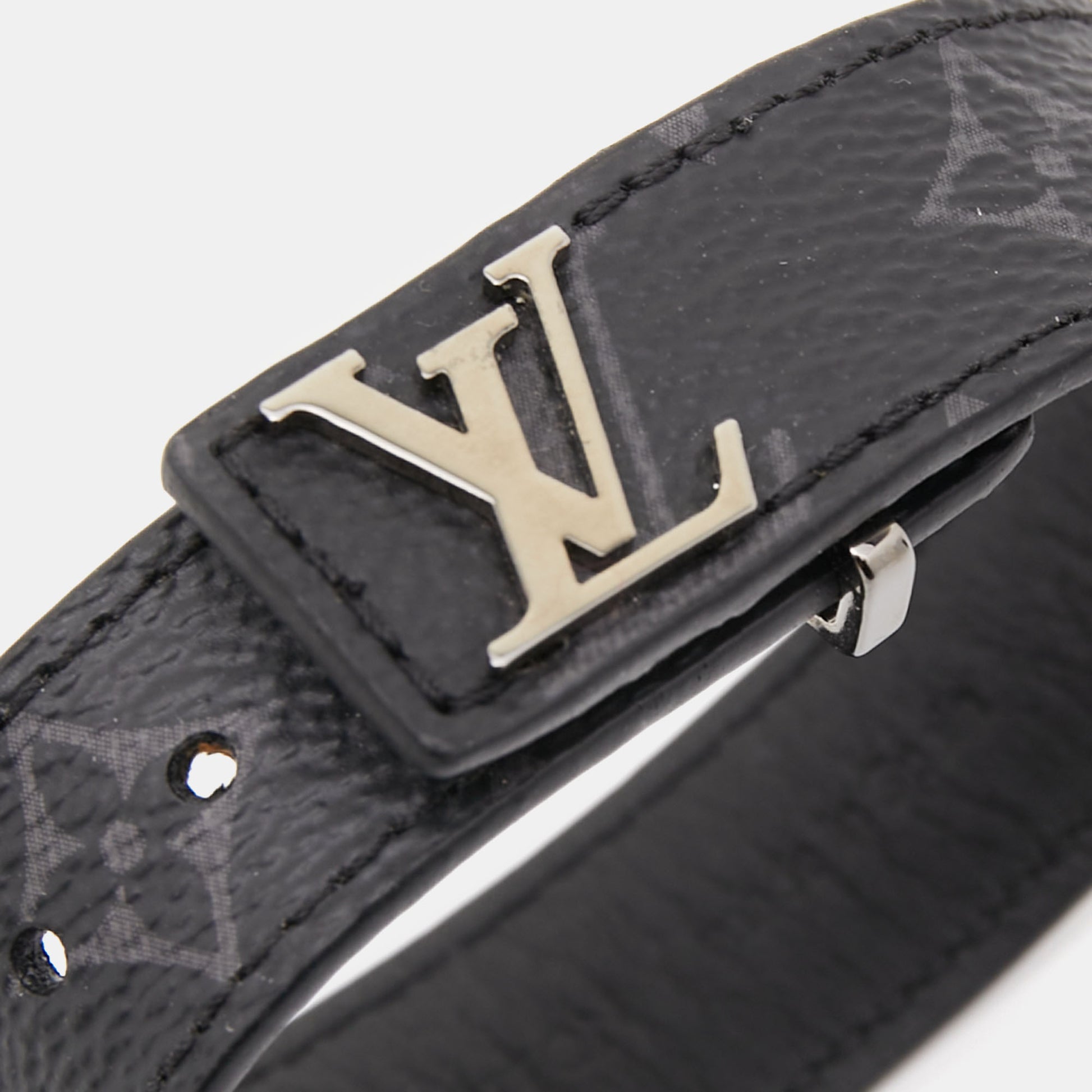 Louis Vuitton LV Slim Canvas Silver Tone Bracelet