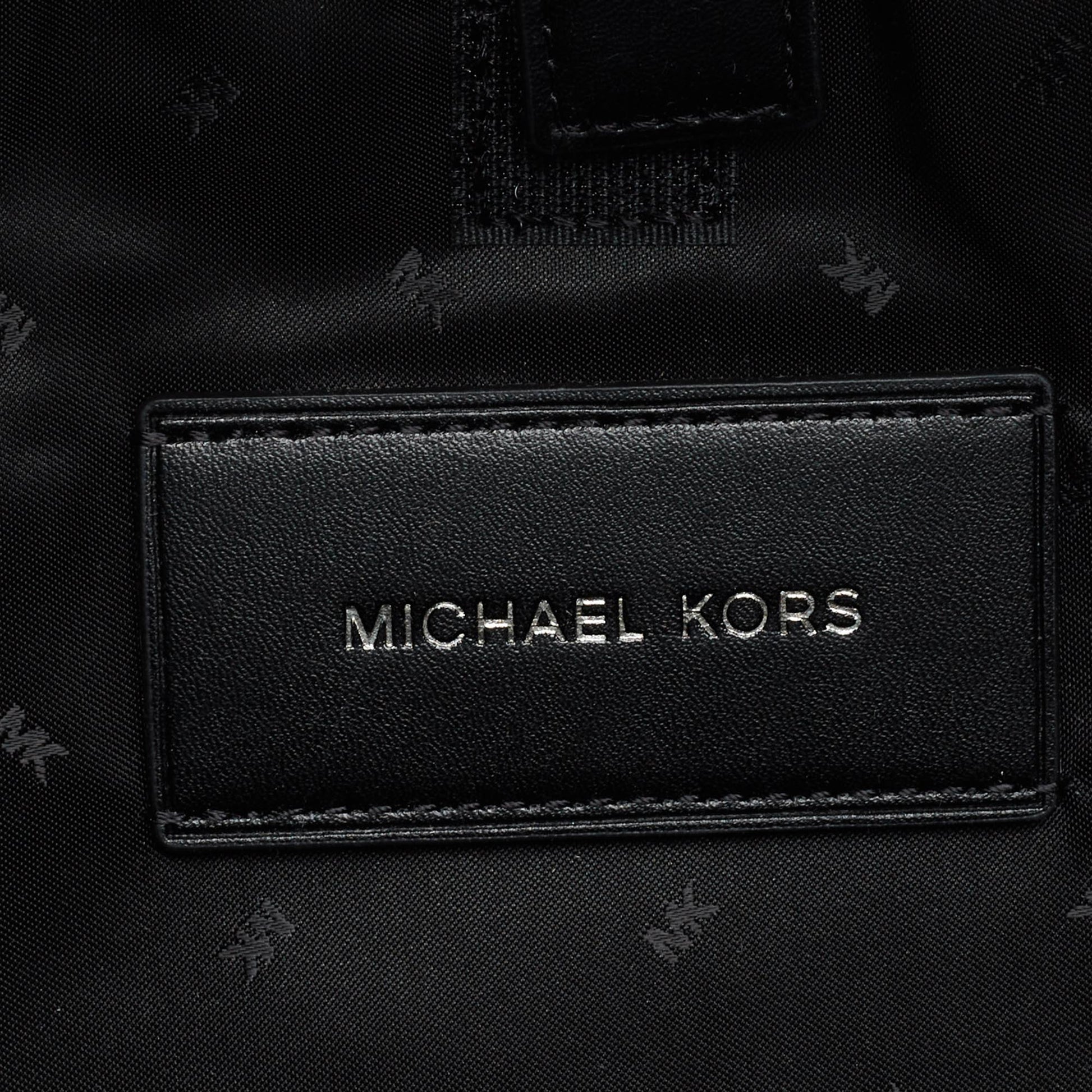 Michael Kors Black Signature Coated Canvas Striped Cooper Backpack