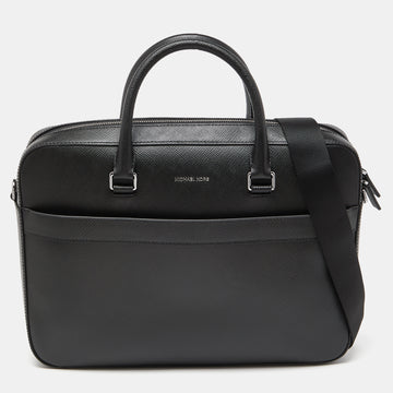 MICHAEL KORS Black Leather Cooper Double Zip Casual Briefcase