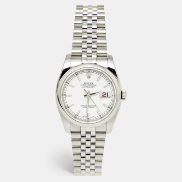 Rolex White Stainless Steel Datejust 116200 Men's Wristwatch 36 mm