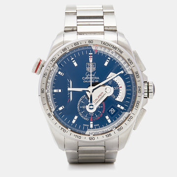 TAG Heuer Blue Stainless Steel Grand Carrera Calibre 36 Caliper Chronograph Men's Wristwatch 43mm