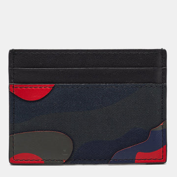 Valentino Multicolor Camouflage Canvas and Leather Card Holder