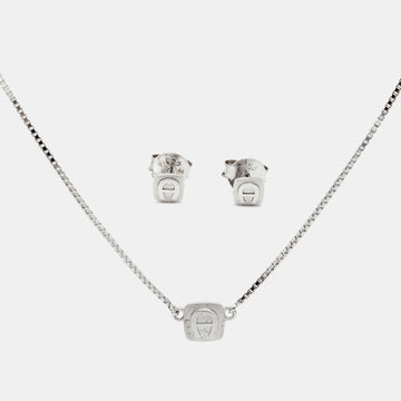 AIGNER Logo Sterling Silver Necklace and Earrings