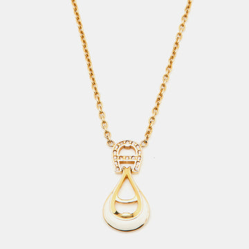 AIGNER Crystal Enamel Gold Tone Pendant Necklace