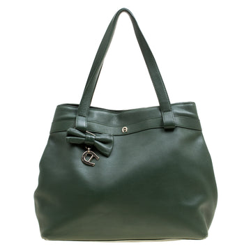 AIGNER Green Leather Tote