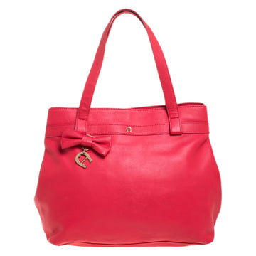 AIGNER Rose Red Leather Bow Tote