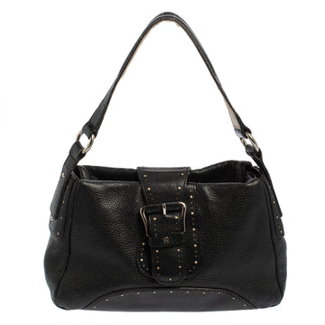AIGNER Black Grained Leather Shoulder Bag