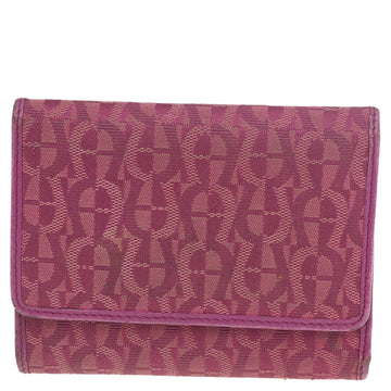 AIGNER Magenta Signature Canvas and Leather Trifold Wallet