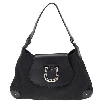 AIGNER Black Signature Canvas and Leather Hobo