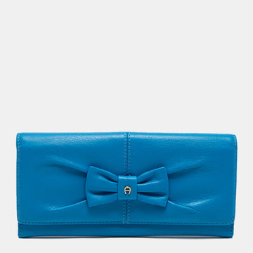 AIGNER Blue Leather Bow Wallet