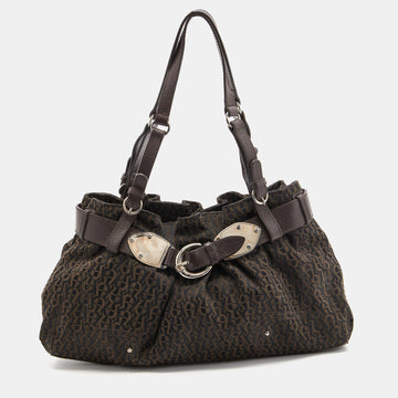 AIGNER Brown Signature Canvas and Leather Shoulder Bag