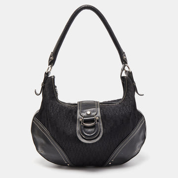 AIGNER Black Signature Canvas and Leather Zip Hobo