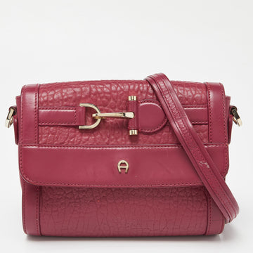 AIGNER Pink Leather Flap Shoulder Bag