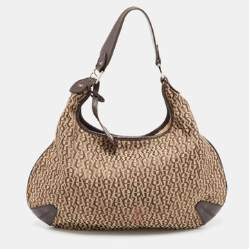 AIGNER Beige/Brown Signature Canvas and Leather Hobo