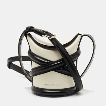 Alexander McQueen Ivory/Black Leather Mini The Curve Crossbody Bag