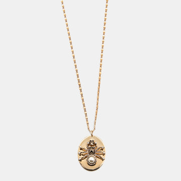 Alexander McQueen Pale Gold Tone Spider Pendant Necklace