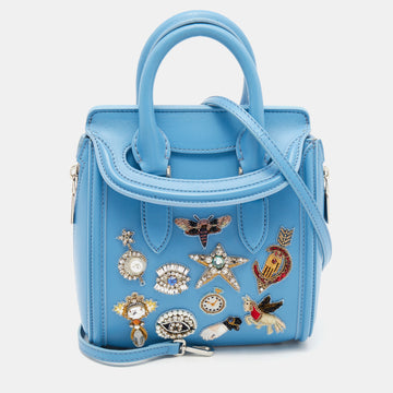 Alexander McQueen Blue Leather Mini Embellished Heroine Bag