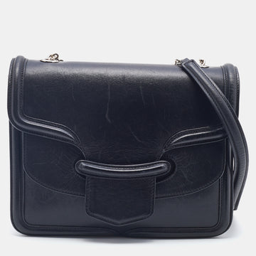 Alexander McQueen Black Leather Heroine Chain Shoulder Bag