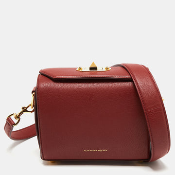 Alexander McQueen Burgundy Leather Box 16 Crossbody Bag