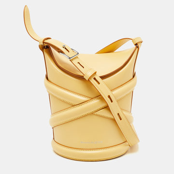 Alexander McQueen Yellow Leather Small The Curve Bucket Bag