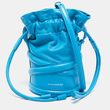 Alexander McQueen Blue Leather The Soft Curve Bucket Bag