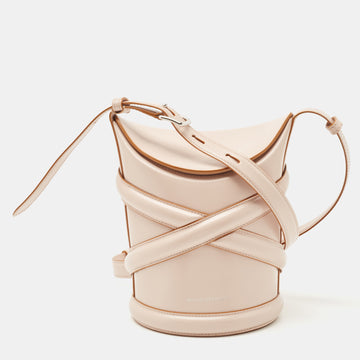 ALEXANDER MCQUEEN Pink Leather Small The Curve Bucket Bag