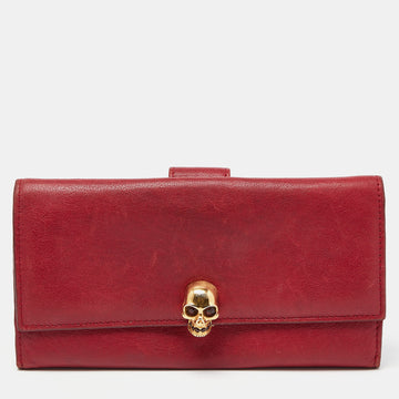 ALEXANDER MCQUEEN Red Leather Skull Continental Wallet