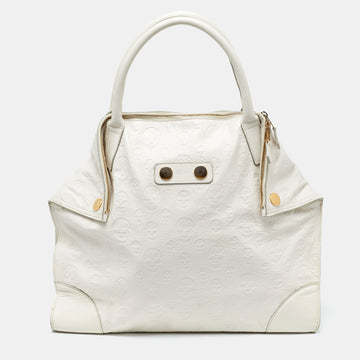 ALEXANDER MCQUEEN Off White Leather Large De Manta Tote