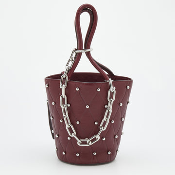 Alexander Wang Burgundy Leather Mini Roxy Studded Bucket Bag