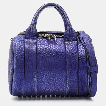 Alexander Wang Metallic Blue Leather Studded Rocco Duffle Bag