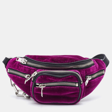 Alexander Wang Pink/Black Velvet and Leather Attica Belt Bag